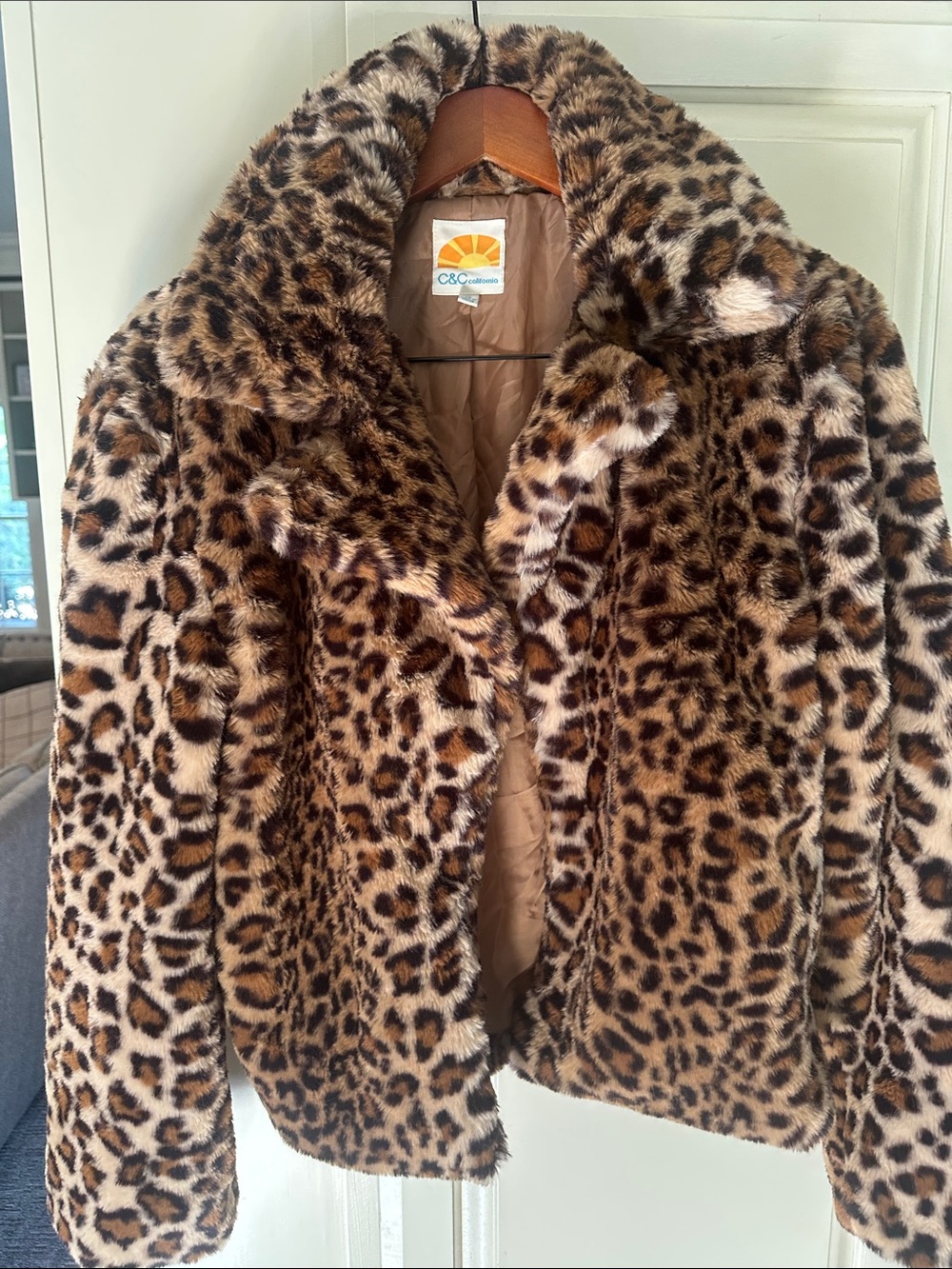 C&C California Leopard Print Faux Fur Jacket - Brown, Black, Cream